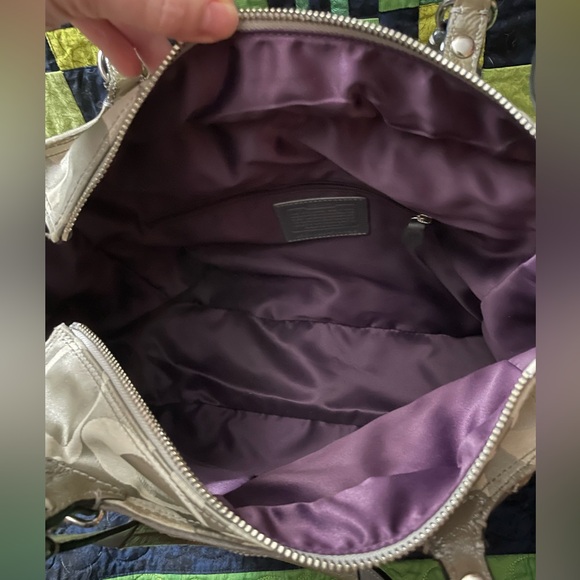 Coach Ocelot Animal Patchwork Monogram Bag with COA, Purple Interior F15459 - Picture 5 of 9